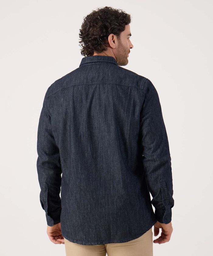 Camisa Regular Tono Azul Oscuro